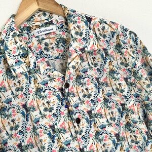 Men’s Carrebian Hawaiian Hula Girl Tiki Statue Shirt L